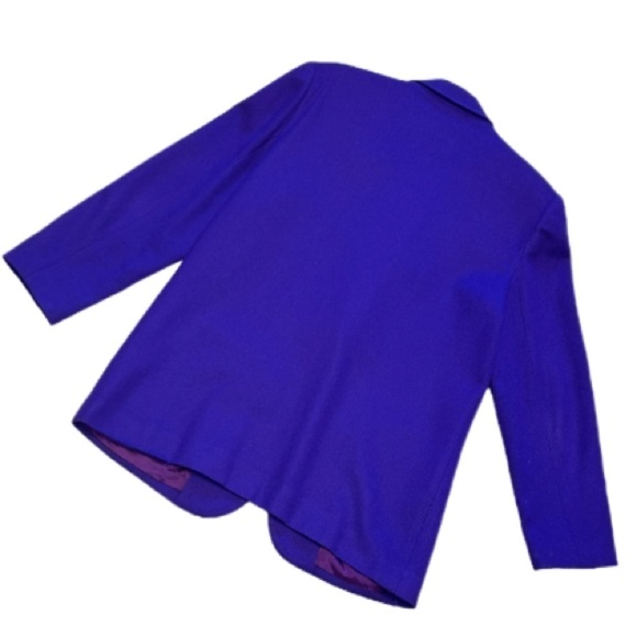 VINTAGE 100% PURE WOOL VIOLET LINED PURPLE 1-BUTTON BLAZER by SAVANNAH, SIZE 10 - Picture 3 of 6